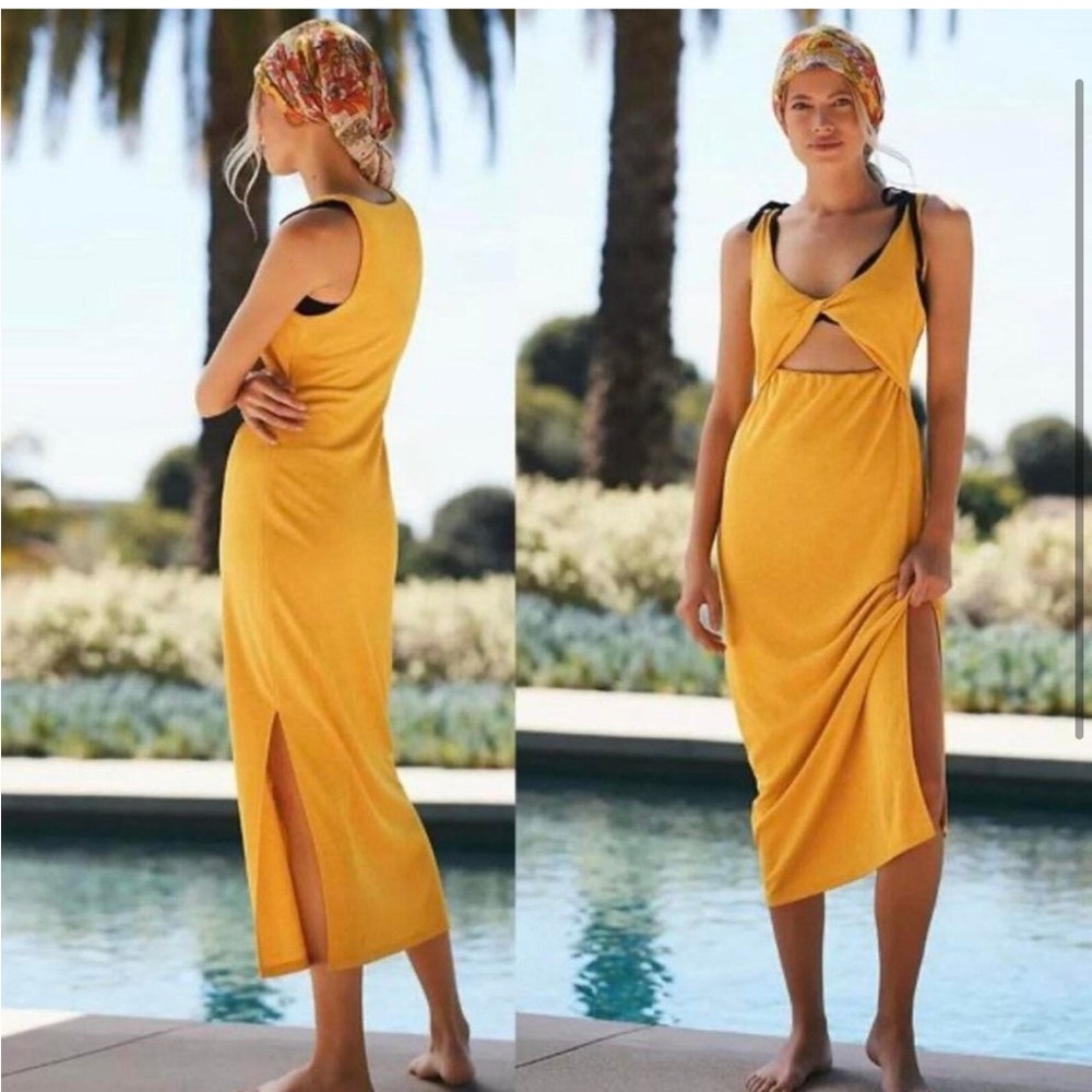 Anthropologie Yellow Midi Dress